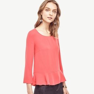 Ann Taylor mixed media top with Peplum NWT